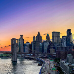 brooklyn bridge at blue hour, new york city